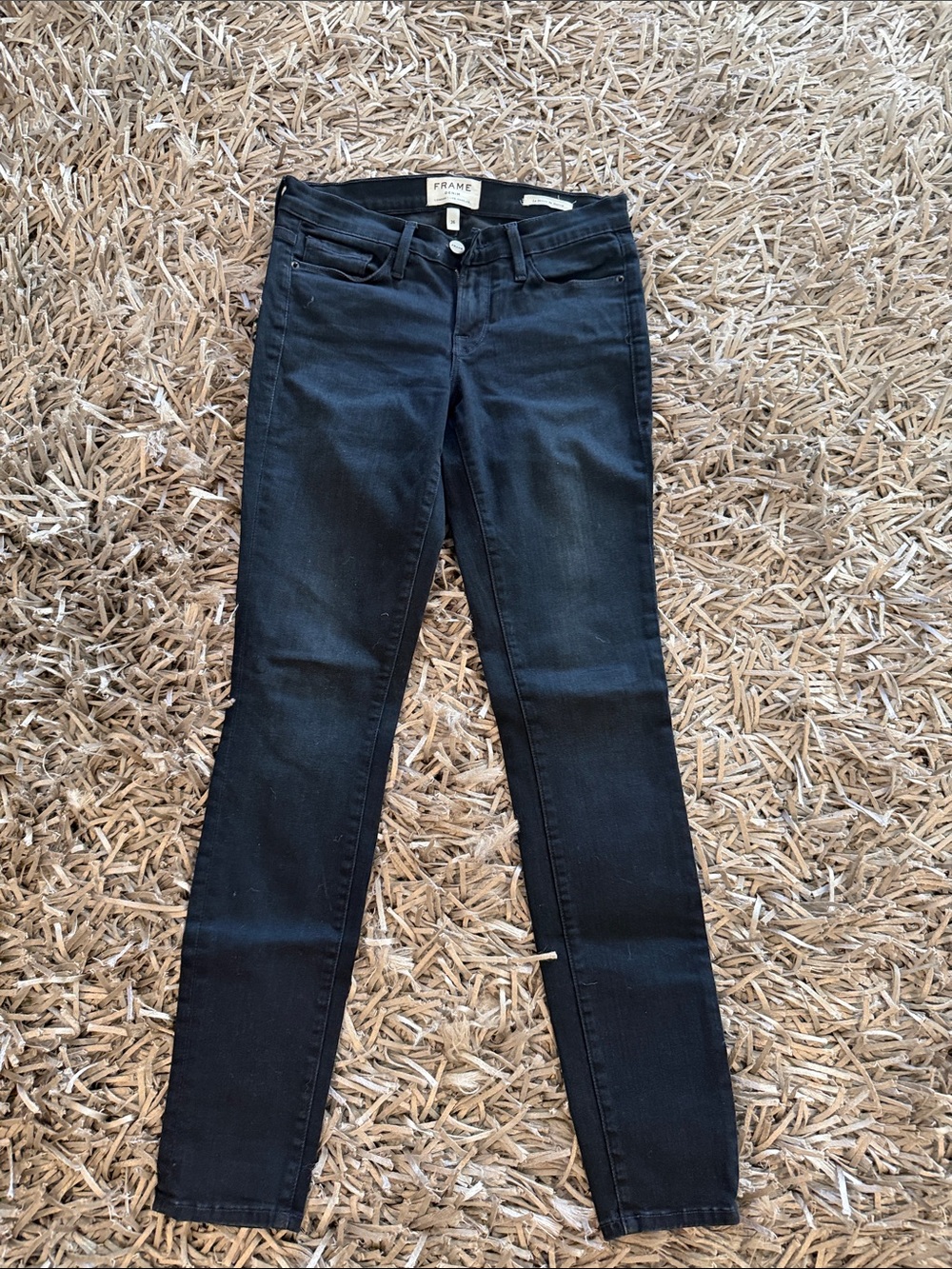 Frame Denim Dark Black Skinny Jeans for Women